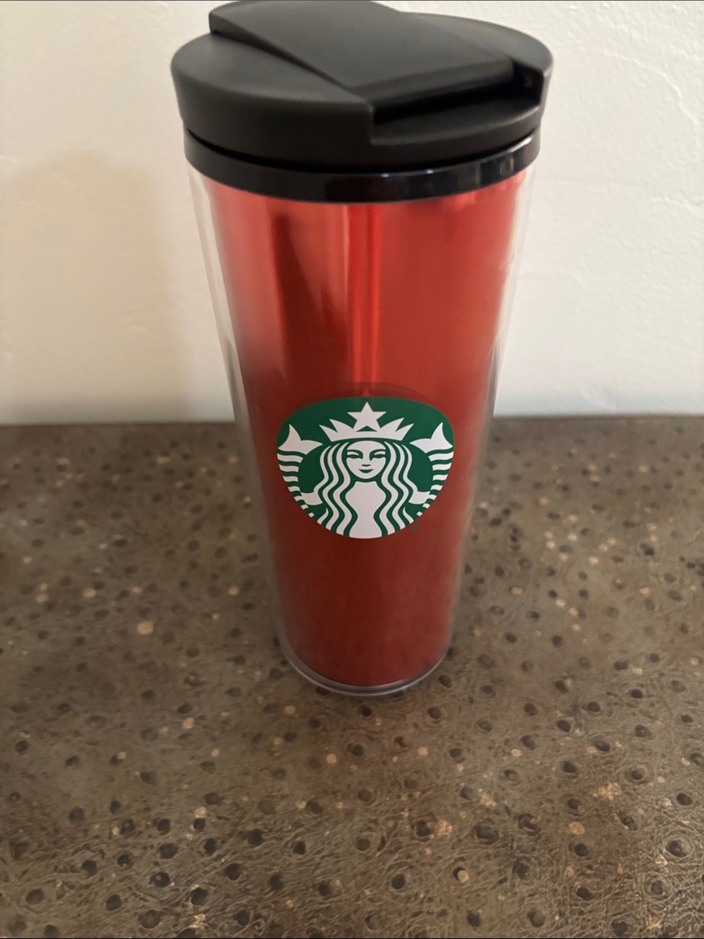 Starbucks Metallic Red Travel Tumbler with Green Siren Emblem